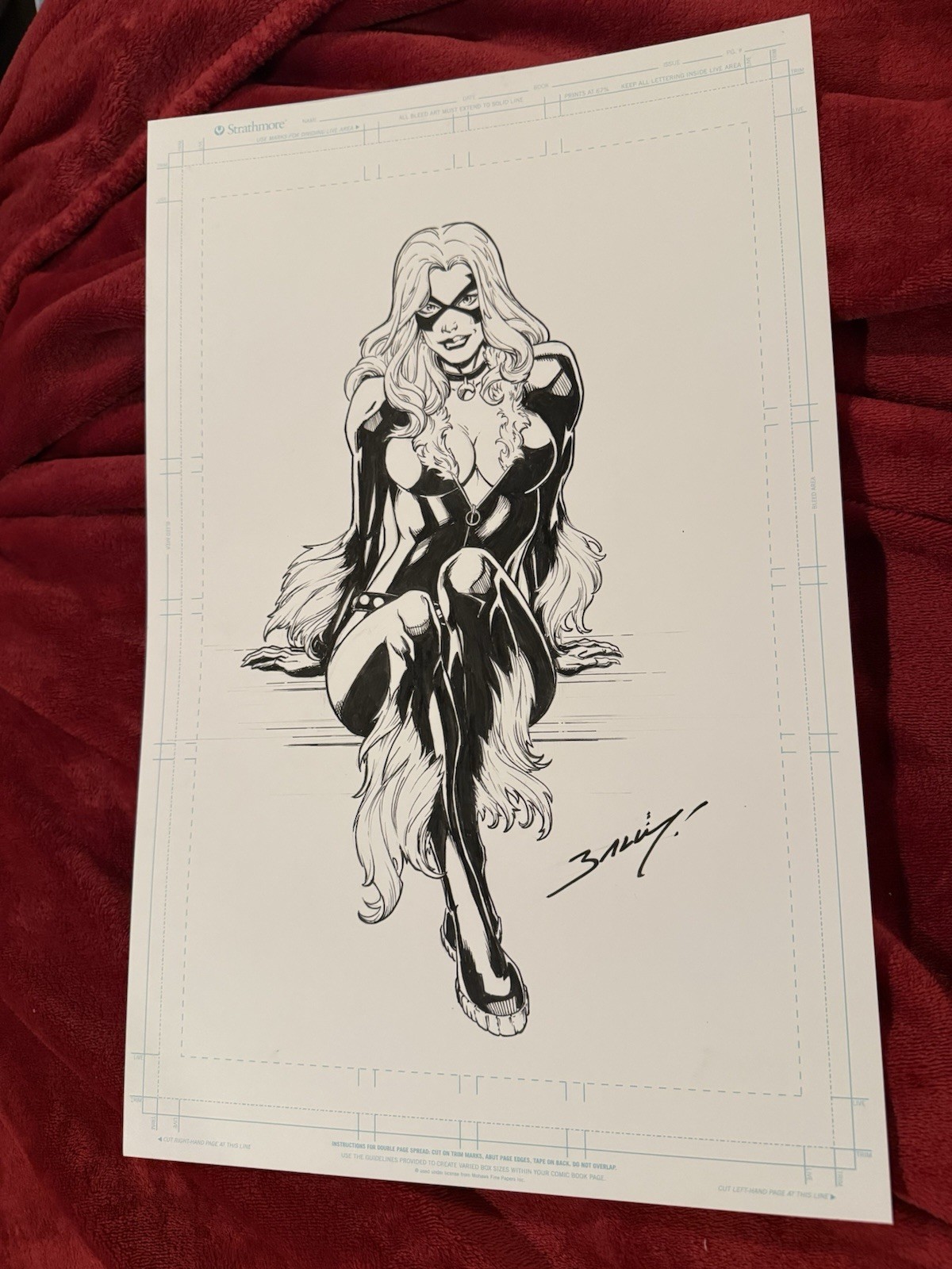 Mark Bagley Black Cat 11x17 Bristol Board Sketch Pencil & ink Original Art Mark Bagley Black Cat 11x17 Bristol Board Sketch Pencil & ink Original Art