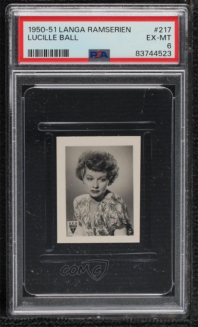 1951 Idolbilds Stjarnserie Ramserien Sans Serif Lucille Ball #217 PSA 6 04le 1951 Idolbilds Stjarnserie Ramserien Sans Serif Lucille Ball #217 PSA 6 04le