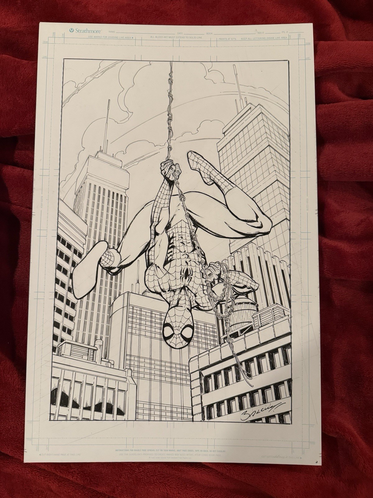 Mark Bagley 11x17 Spider-Man Backgrnd Original Art Sketch Marvel Ink Pencl Board Mark Bagley 11x17 Spider-Man Backgrnd Original Art Sketch Marvel Ink Pencl Board