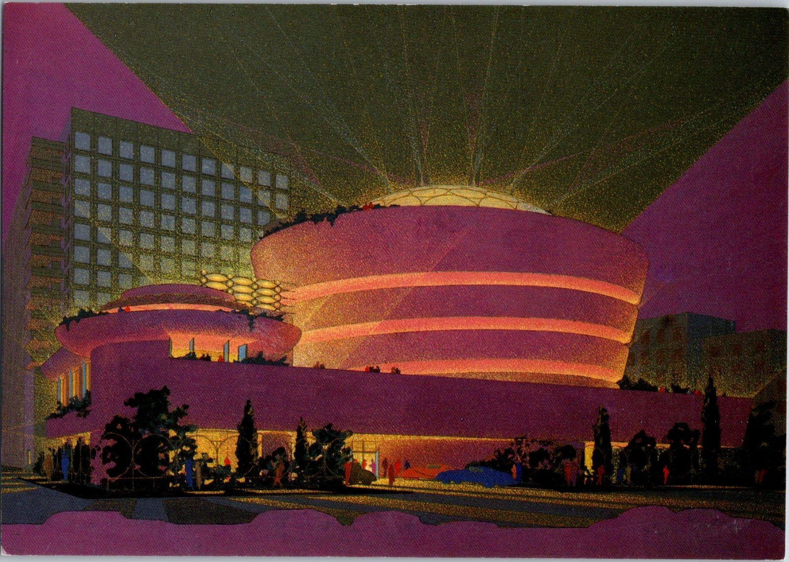 FRANK LLOYD WRIGHT ~night rendering of Guggenheim Museum c. 1950-51 NYC #381 FRANK LLOYD WRIGHT ~night rendering of Guggenheim Museum c. 1950-51 NYC #381
