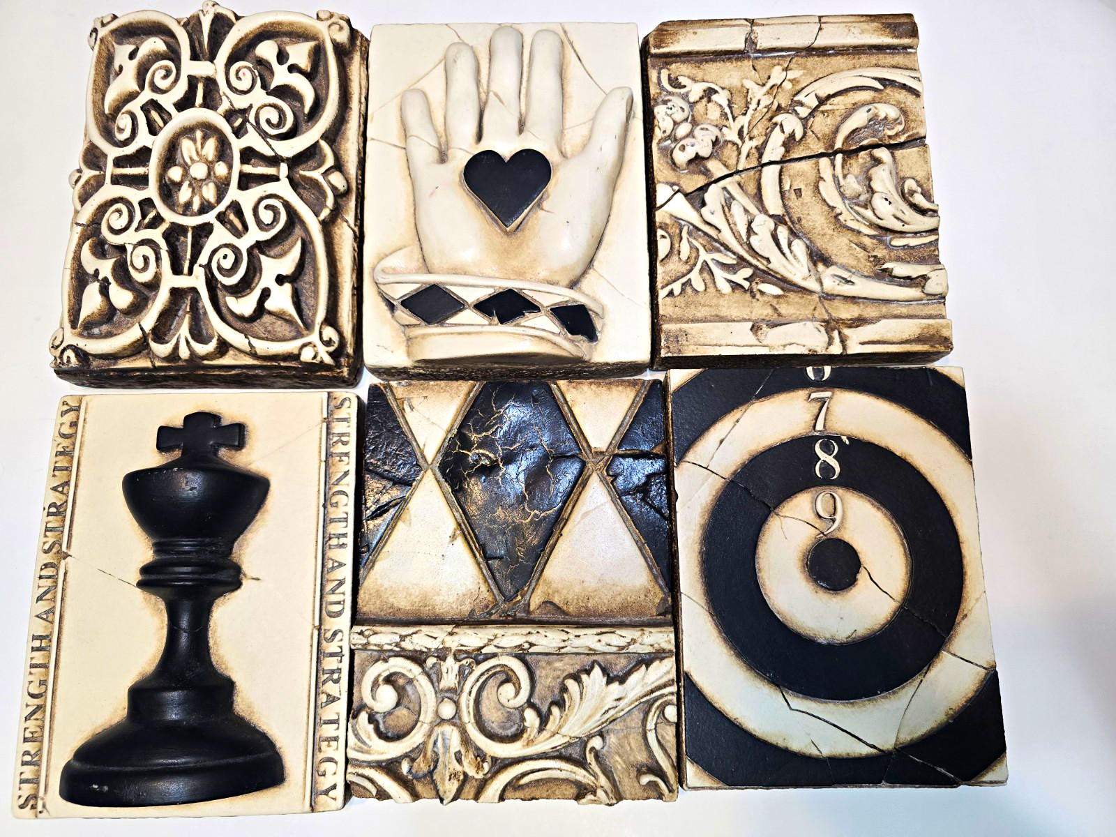 Sid Dickens Set of 6 Chess King Memory Block Tiles 3D Signed Ceramic Sid Dickens Set of 6 Chess King Memory Block Tiles 3D Signed Ceramic