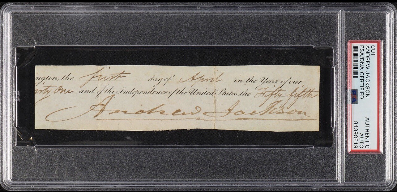 Andrew Jackson Signed Autographed Cut PSA/DNA AUTO 7th President USA
