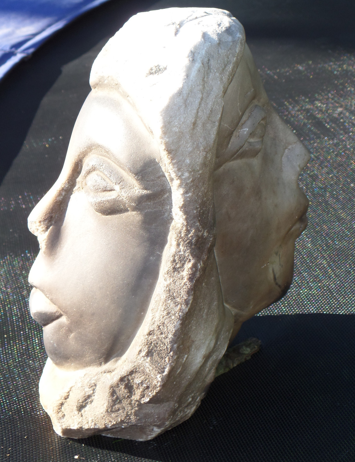 Ancient 26 lbs. Roman Marble Head of Janus--Two Faced God Sicily, 200 BC-300 AD