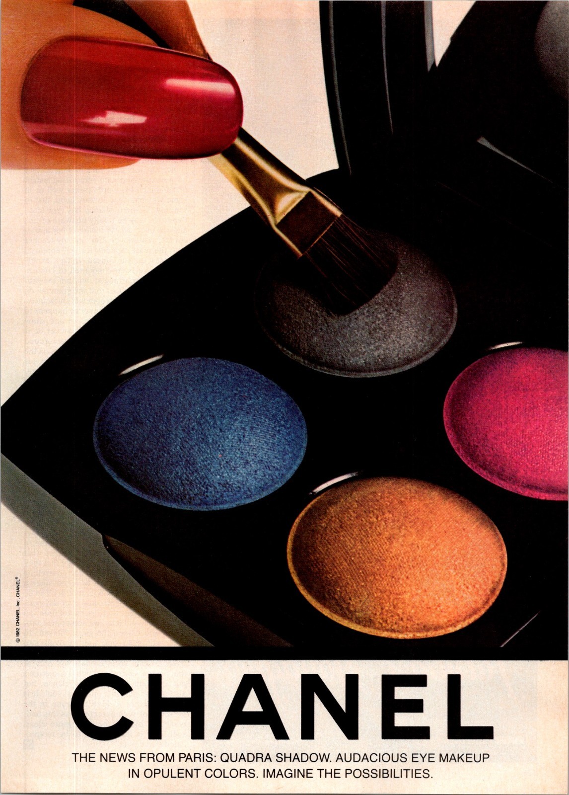 1983 • CHANEL Quadra Shadow Make Up Print Ad • 80s Fashion HA.42