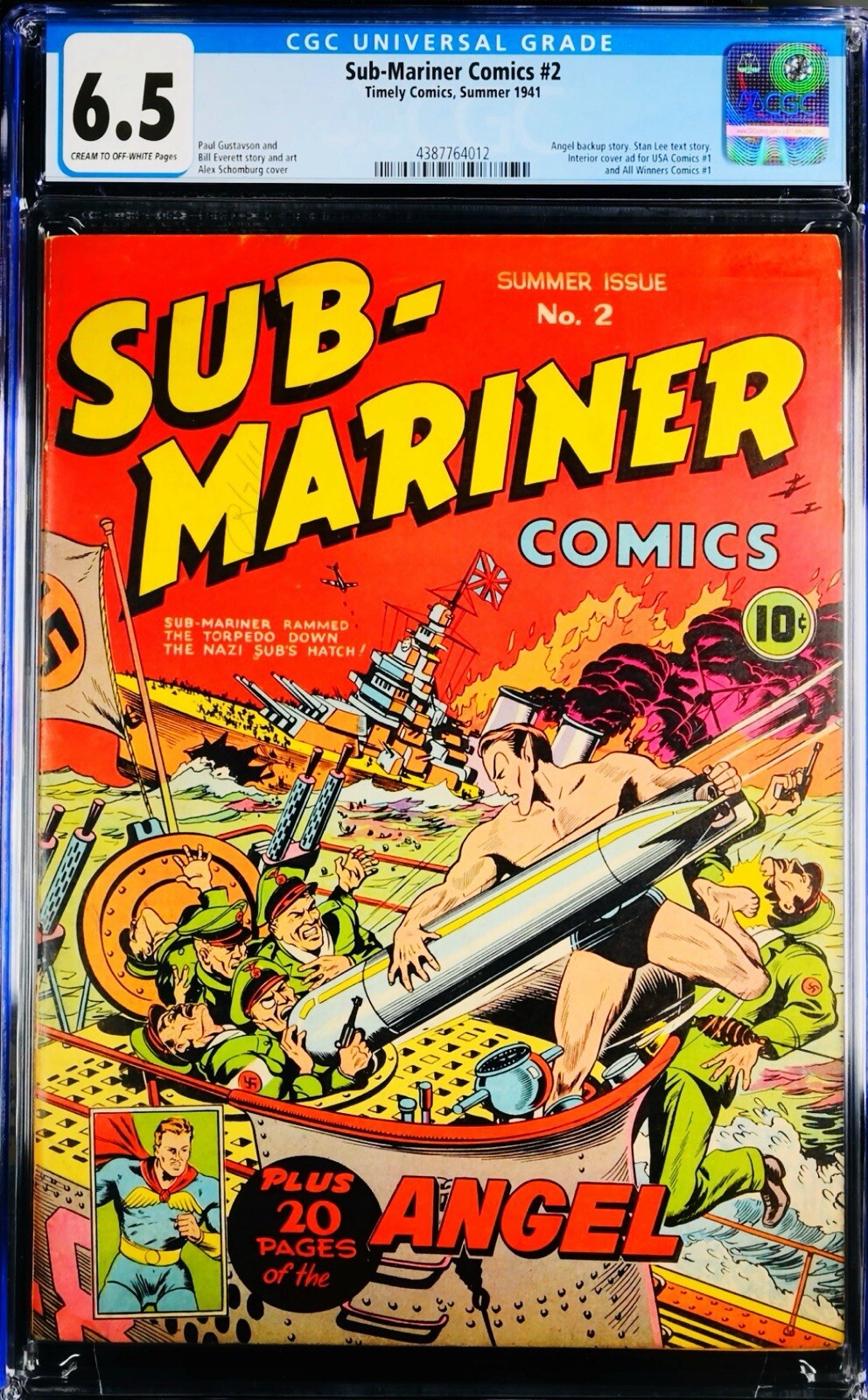 ⭐️Sub-Mariner Comics #2 1941  CGC 6.5 Schomburg WWII Namor Monarch of the Seas
