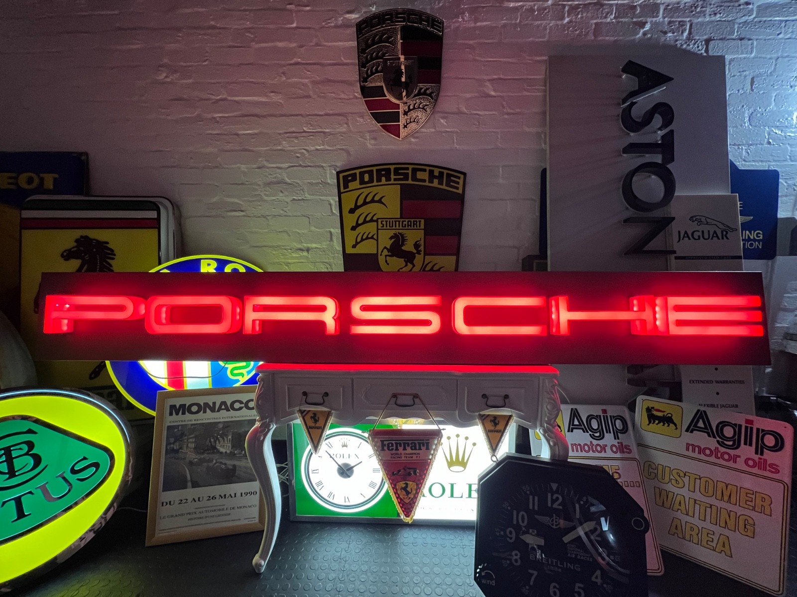 RARE 1980’s DEALER SIGN ILLUMINATED SHOWROOM GARAGE SIGN - FERRARI LAMBORGHINI