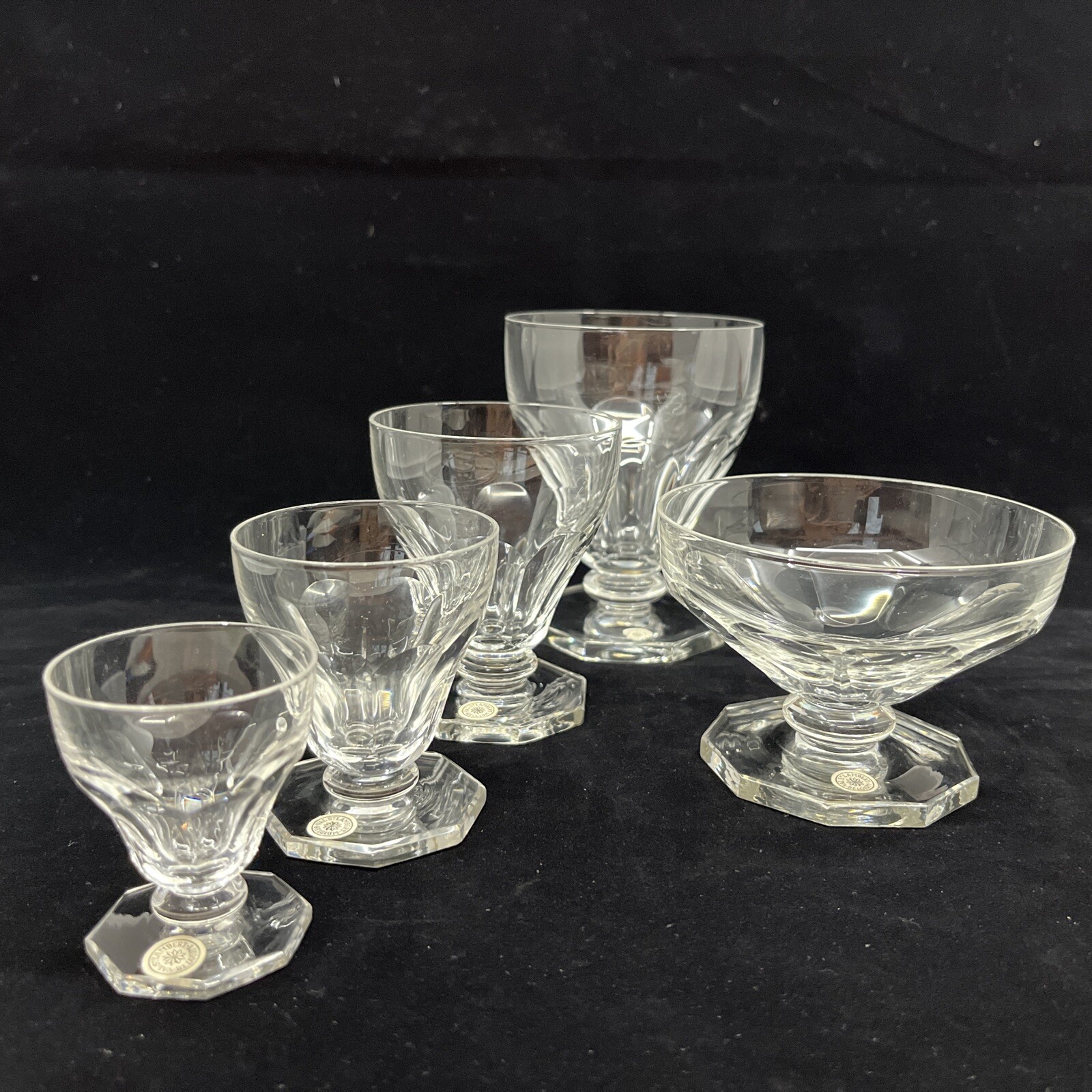 1940s Val St. Lambert 59 Pc Crystal Stemware WW II Soldier Purchase Orig. Crates 1940s Val St. Lambert 59 Pc Crystal Stemware WW II Soldier Purchase Orig. Crates