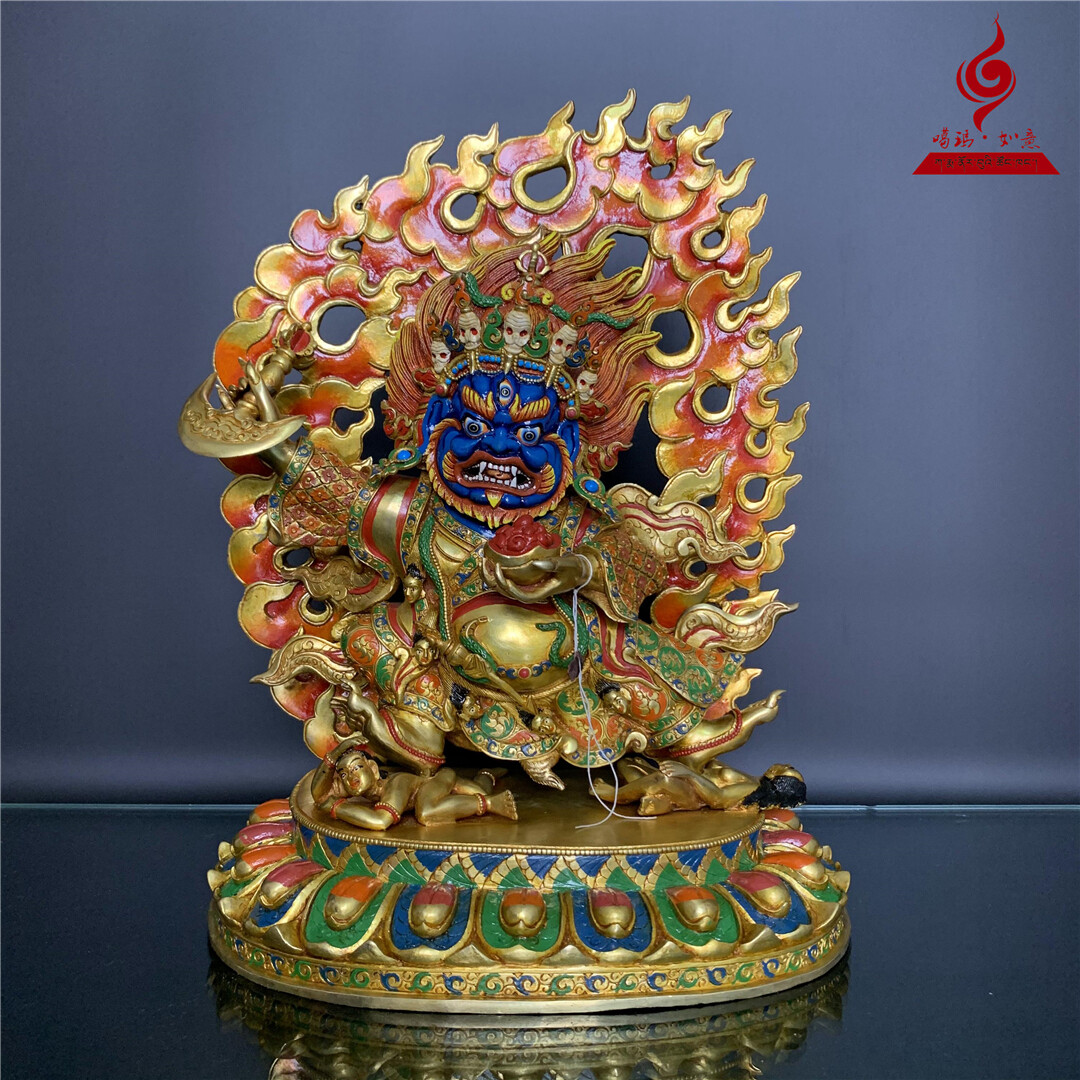 14'' Tibet Nepal Two Arms Mahakala Buddha Bronze Statue 14'' Tibet Nepal Two Arms Mahakala Buddha Bronze Statue