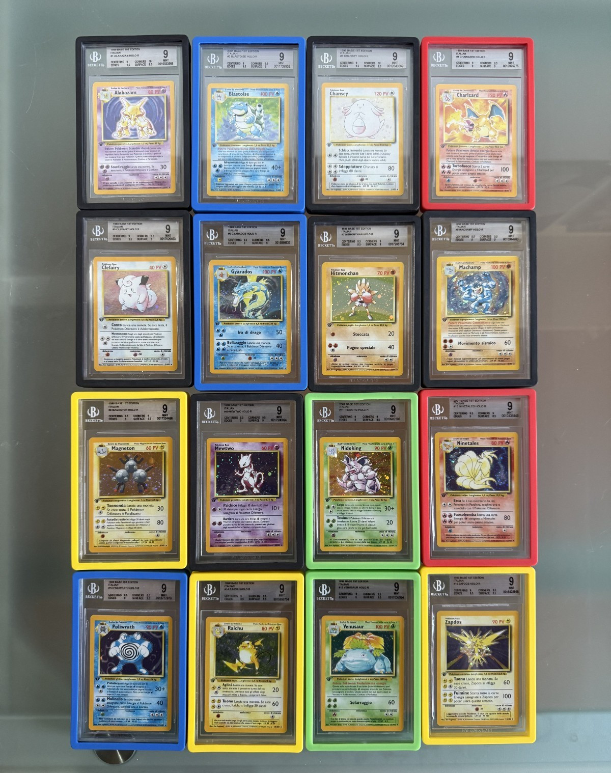 BGS 9 Full Set 16 Holo Pokemon 1999 First 1 Edition Italian Mint (Charizard)