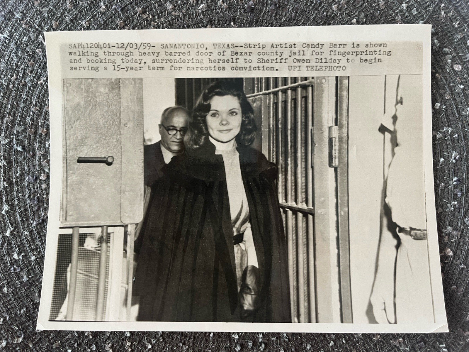 Candy Barr Original 1959 Wire Photo Bexar County Jail Burlesque Jack Ruby