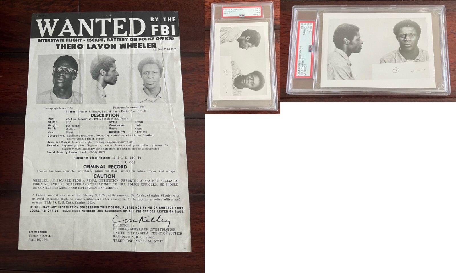 THERO WHEELER -PATTY HEARST - SLA- MUG SHOT FBI POSTER *PSA CERTIFIED* *LOT #4 THERO WHEELER -PATTY HEARST - SLA- MUG SHOT FBI POSTER *PSA CERTIFIED* *LOT #4