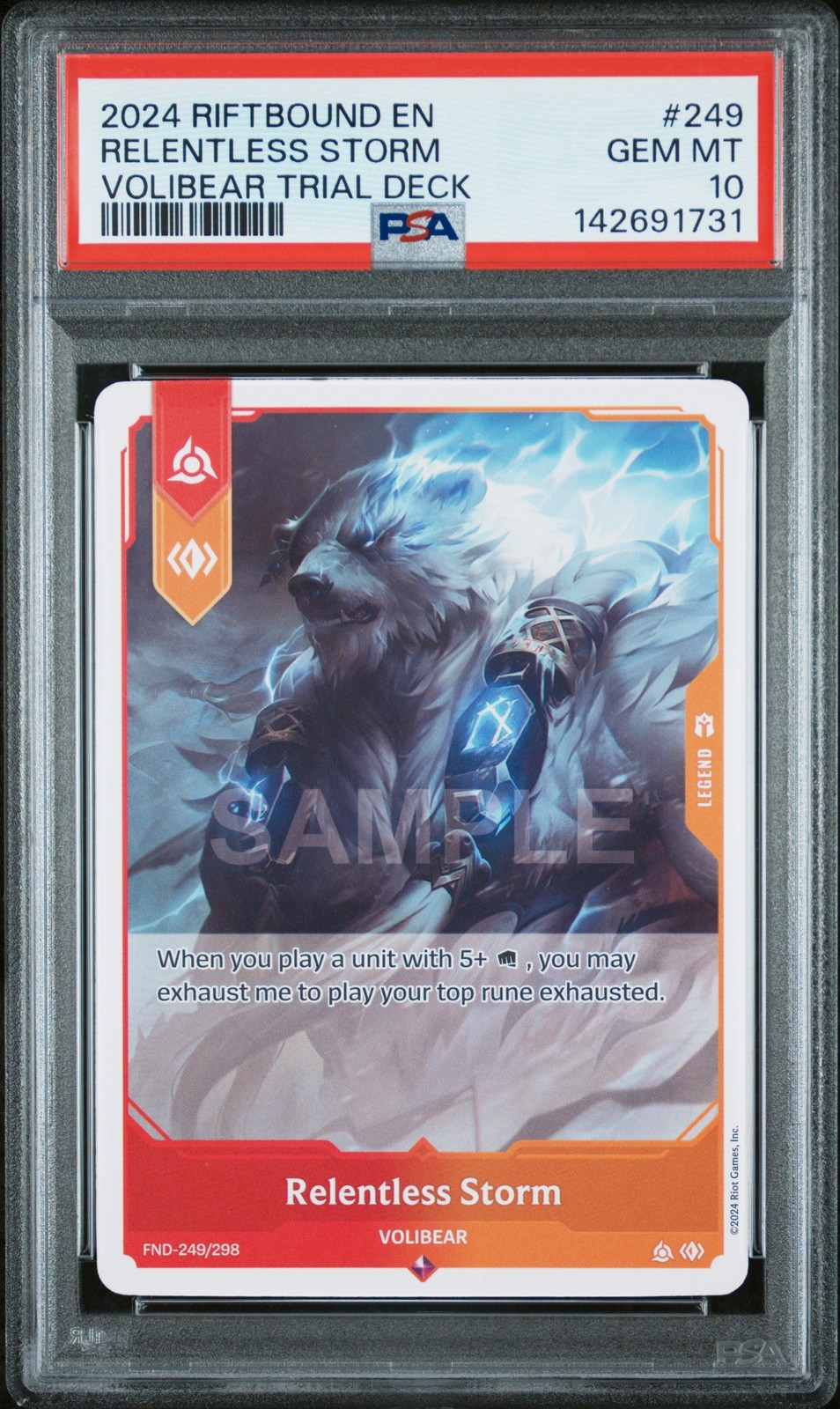 2024 RIFTBOUND: LEAGUE OF LEGENDS VOLIBEAR TRIAL DECK RELENTLESS STORM PSA 10 2024 RIFTBOUND: LEAGUE OF LEGENDS VOLIBEAR TRIAL DECK RELENTLESS STORM PSA 10