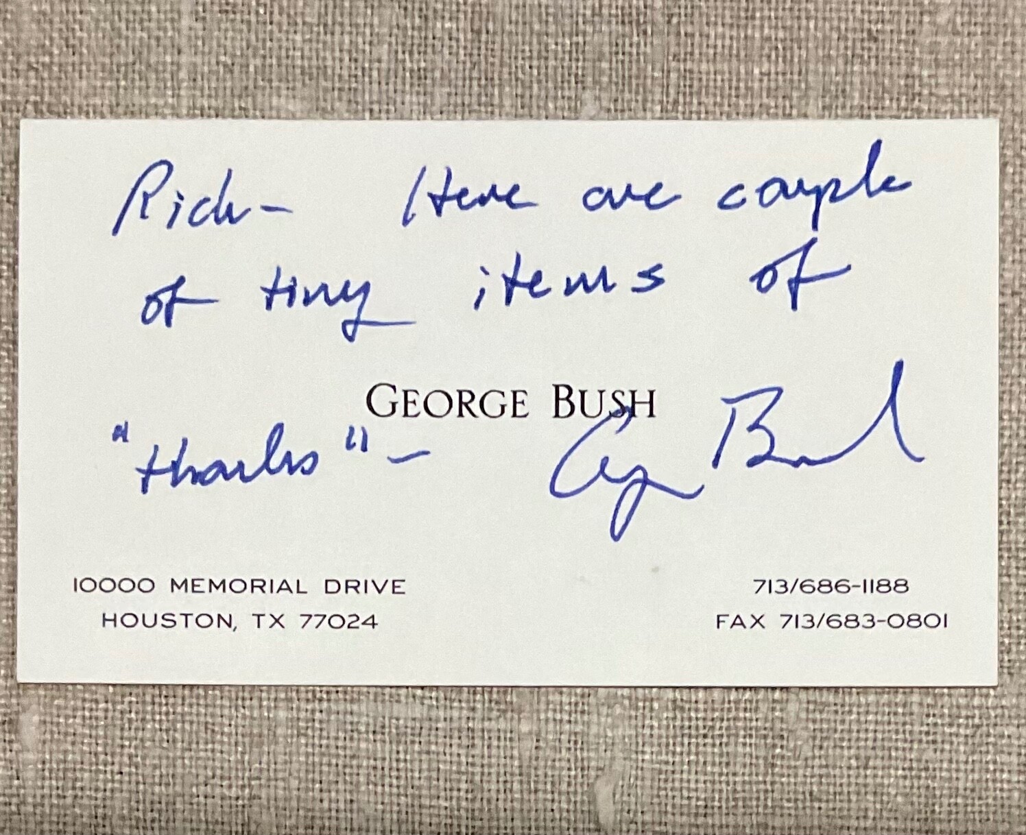 President George H. W. Bush Authentic Original Autographed Hand Signed Card President George H. W. Bush Authentic Original Autographed Hand Signed Card