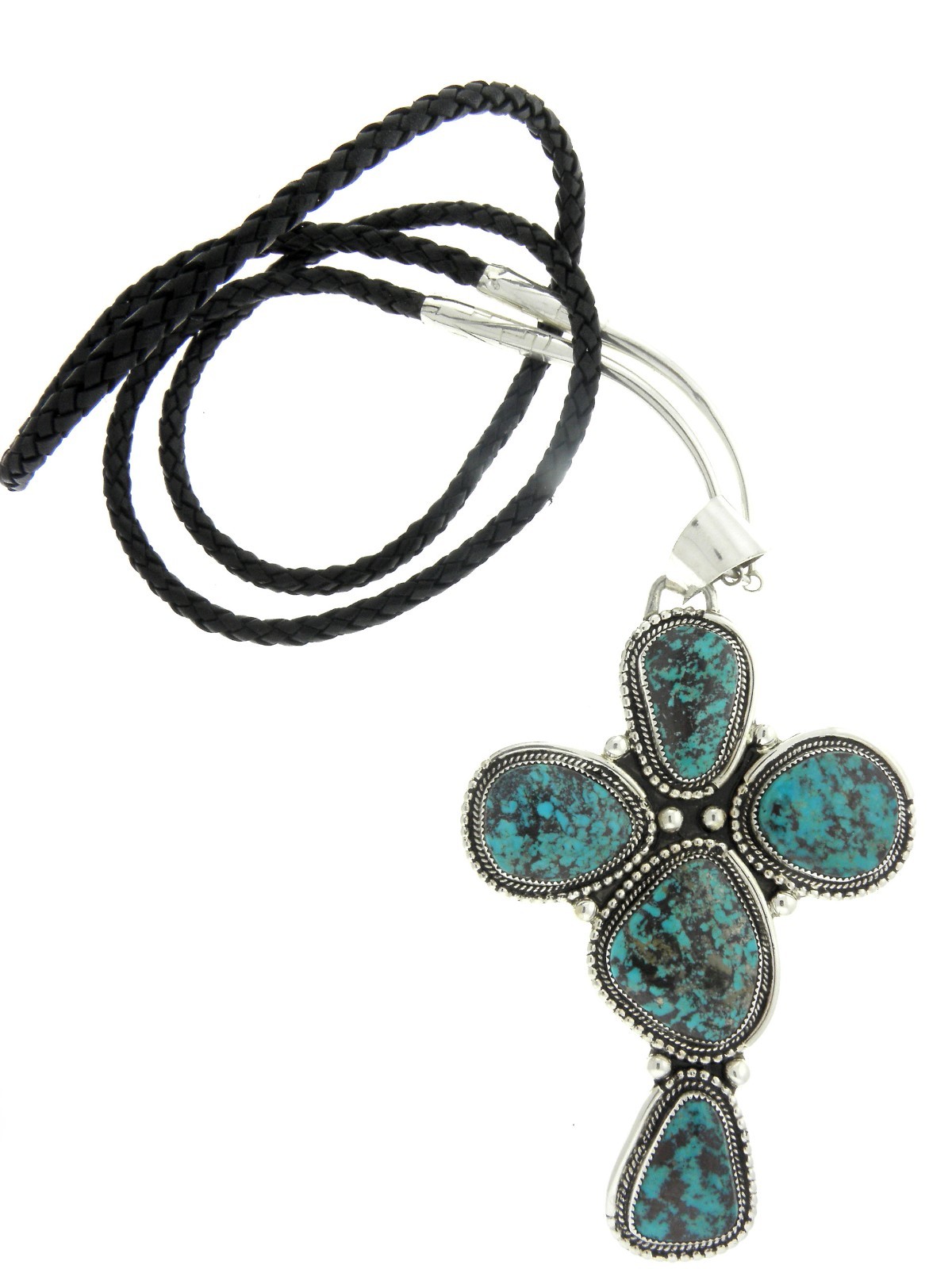 Silver Ray Sterling Silver Large Big Turquoise Christian Cross Necklace