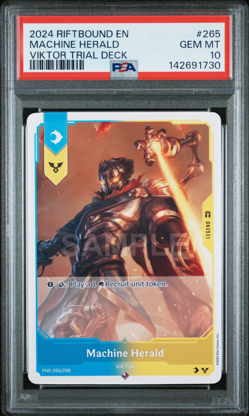 2024 RIFTBOUND: LEAGUE OF LEGENDS VIKTOR TRIAL DECK #265 MACHINE HERALD PSA 10 2024 RIFTBOUND: LEAGUE OF LEGENDS VIKTOR TRIAL DECK #265 MACHINE HERALD PSA 10