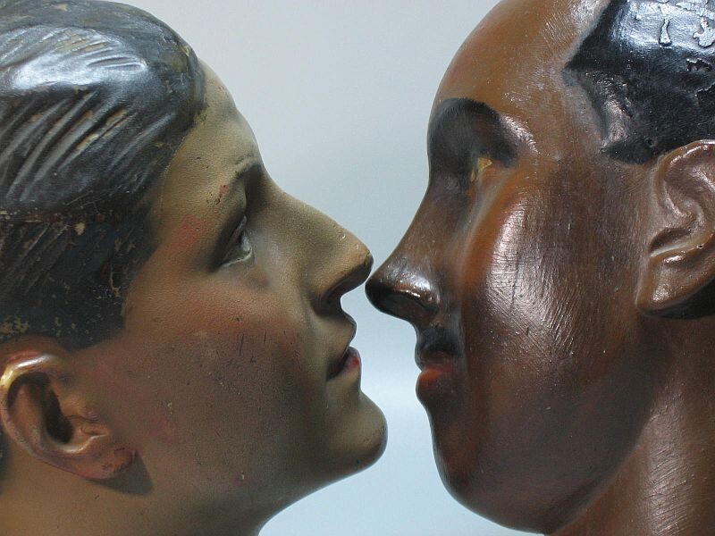 2x vintage 1930's Wax Head of male mannequin figure. Only selling as a couple. 2x vintage 1930's Wax Head of male mannequin figure. Only selling as a couple.