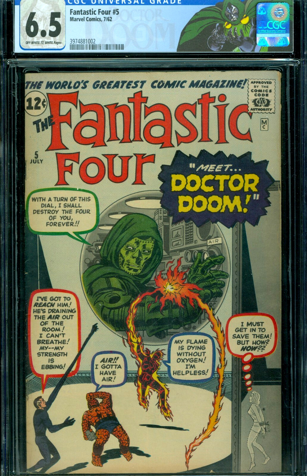 Fantastic Four #5 CGC 6.5 1ST DR. DOOM Custom Label Marvel MCU Robert Downey Jr.