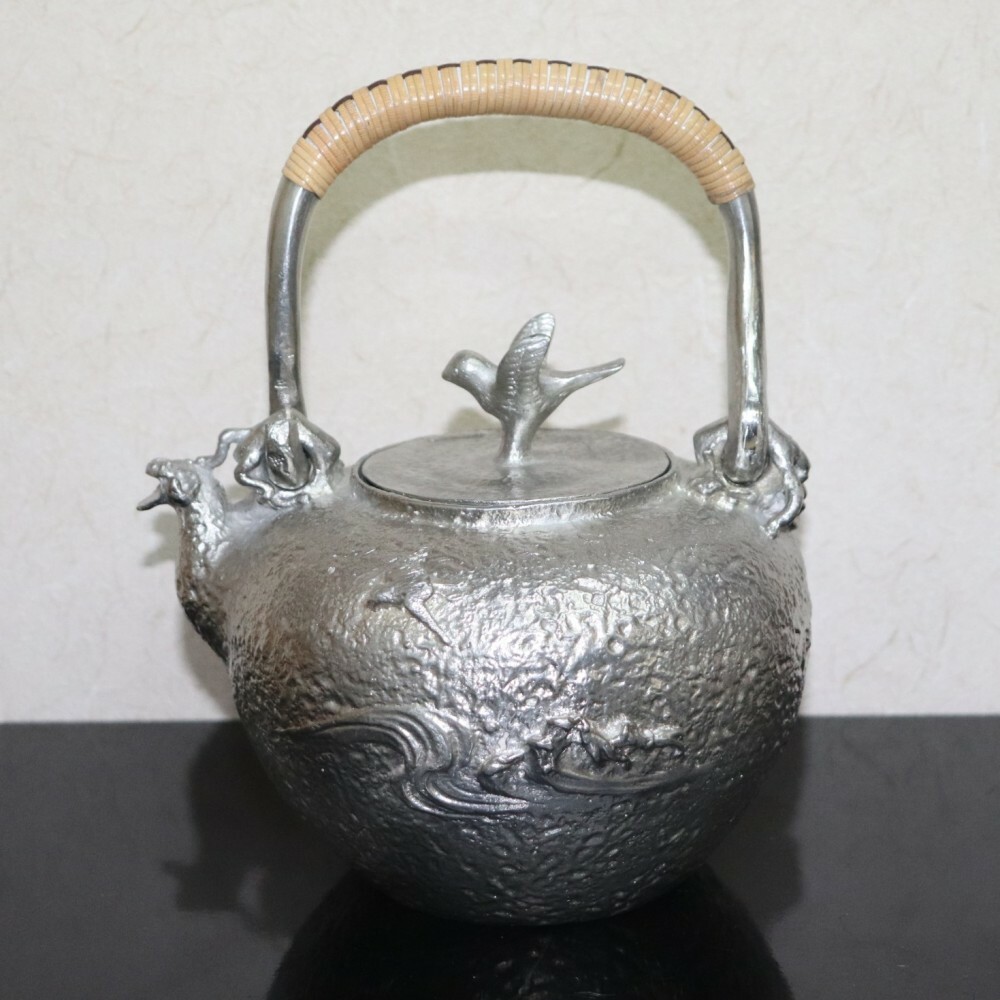 Kyusu Takaoka Craft Japanese Tin Tea pot Nami Chidori Animal Spout Japan