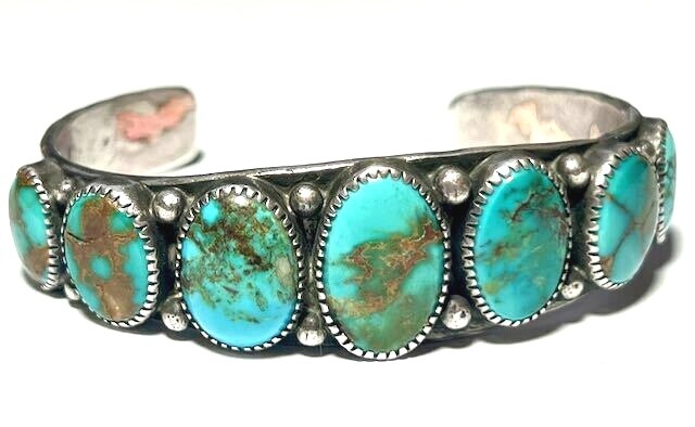 ON SALE Outstanding Native American Large Heavy Coin Turquoise Cuff Bracelet ON SALE Outstanding Native American Large Heavy Coin Turquoise Cuff Bracelet