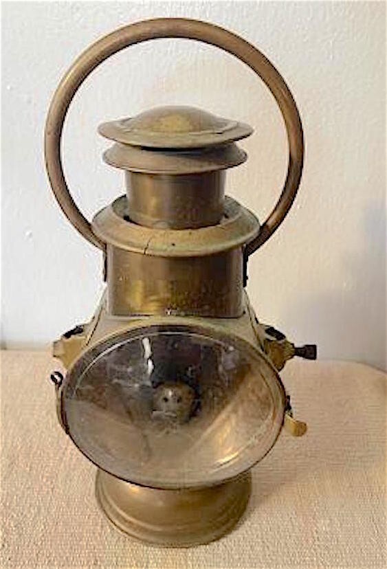SCARCE DATED DIETZ 1897 EARLY AMERICAN ALL-BRASS ROADSTER KEROSENE HEADLIGHT