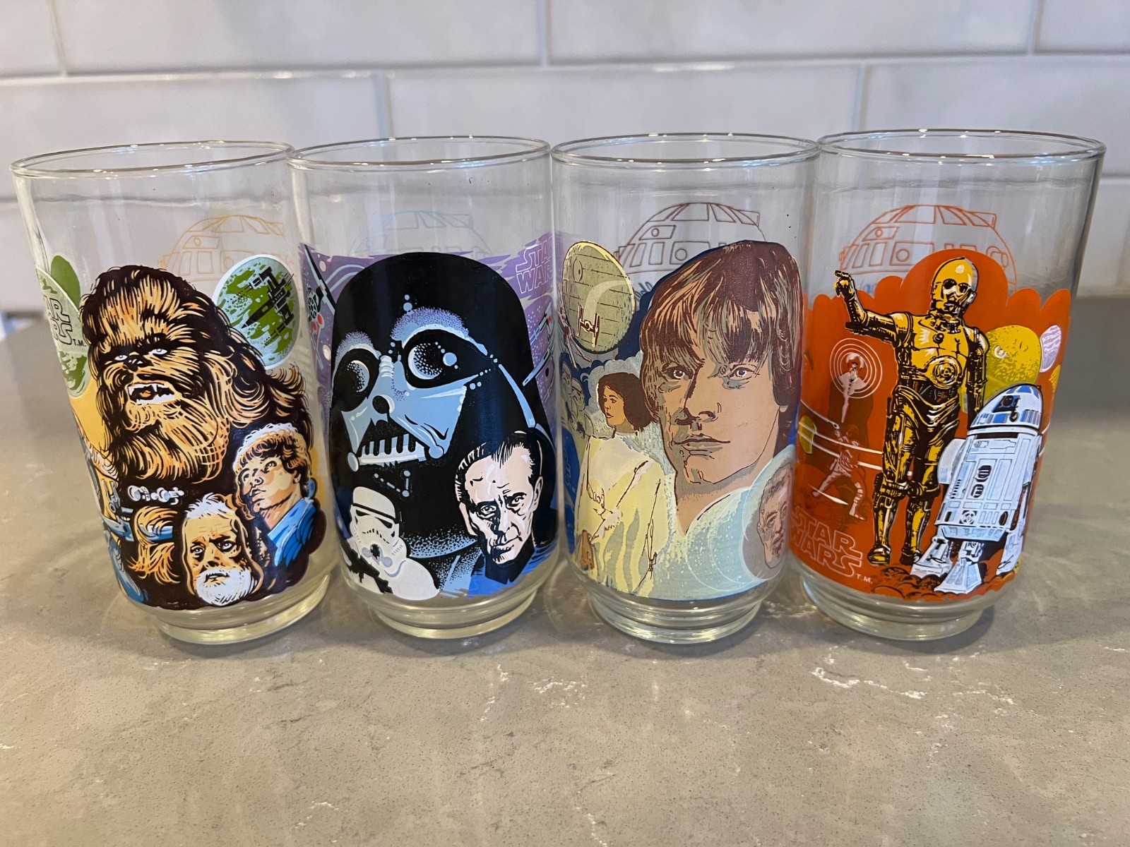 Vintage Star Wars COLLECTIBLE Burger King Glasses Set of 12 (1977, 1980, 1983)