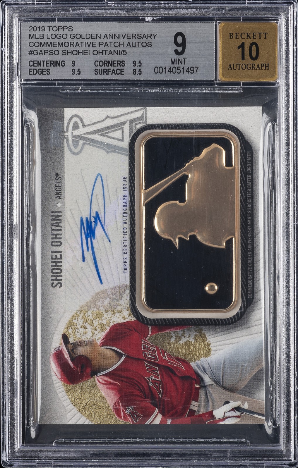 2019 TOPPS MLB LOGO GOLDEN ANV COMM PATCH AUTOS SHOHEI OHTANI BGS 9