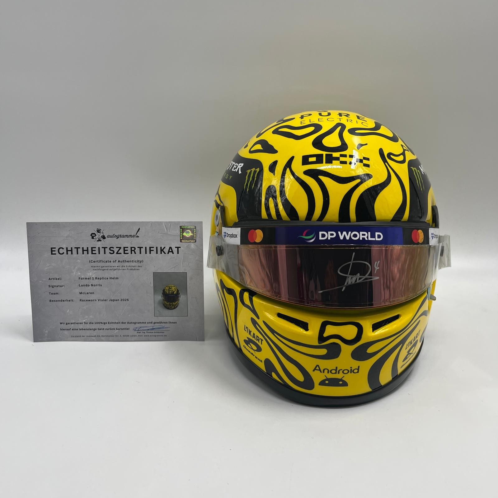 Lando Norris Formula 1 Raceworn Helmet Visor With Signature Japan GP 2025