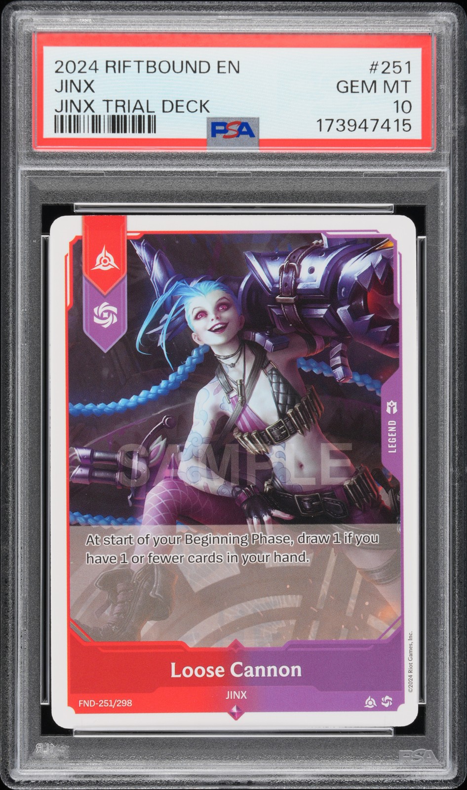 2024 RIFTBOUND: LEAGUE OF LEGENDS JINX TRIAL DECK JINX - LOOSE CANNON PSA 10