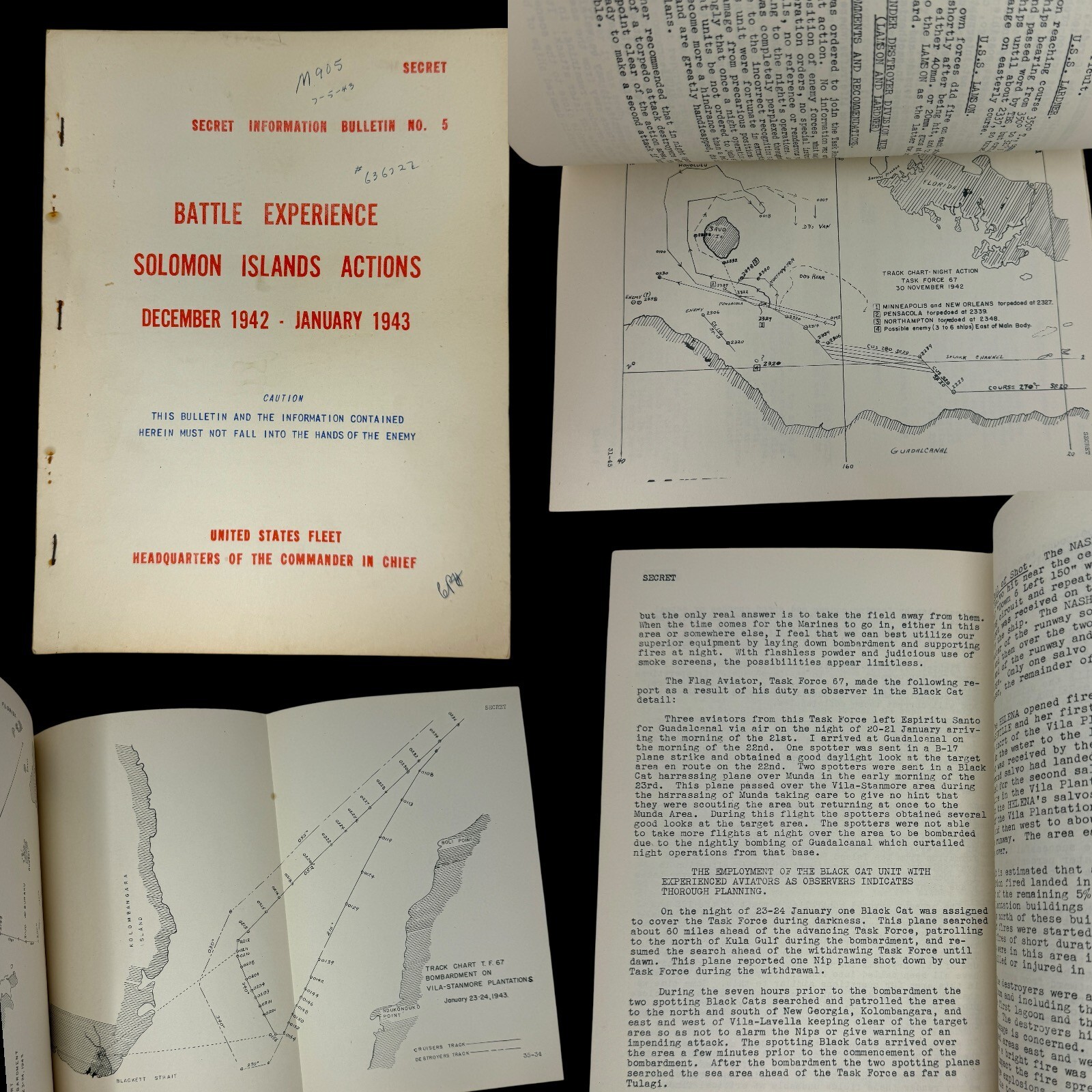 RARE WWII 1942-1943 SECRET Solomon Islands US Navy Military Intelligence Report