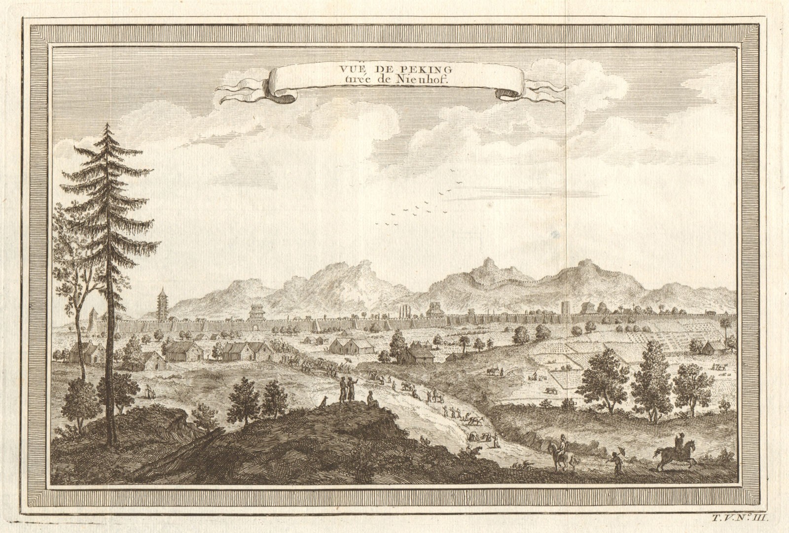 'Vue de Peking'. China. View of the city of Beijing, after Nieuhof 1748 print 'Vue de Peking'. China. View of the city of Beijing, after Nieuhof 1748 print