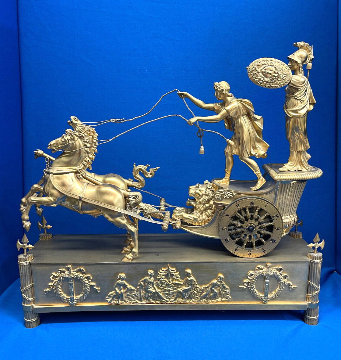 Antique 1820 French Empire Ormolu Chariot Silk Thread * Antique 1820 French Empire Ormolu Chariot Silk Thread *