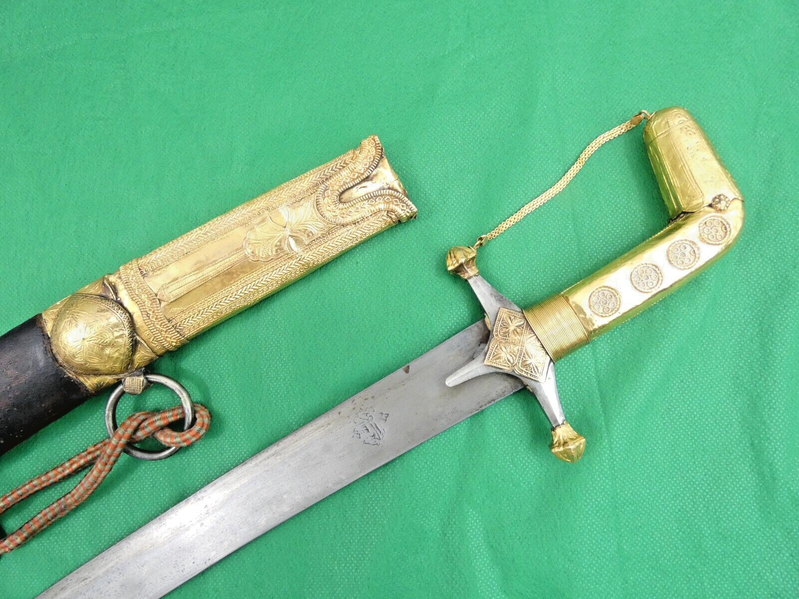 22K GOLD MOUNTED ANTIQUE ARAB SAIF SHAMSHIR SWORD WOOTZ STEEL BLADE Dagger 19C
