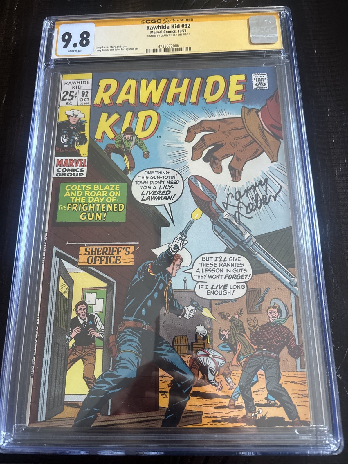 Rawhide Kid 92 Cgc Ss 9.8 White Pages Larry Lieber 1971 Square Bound LOW census Rawhide Kid 92 Cgc Ss 9.8 White Pages Larry Lieber 1971 Square Bound LOW census