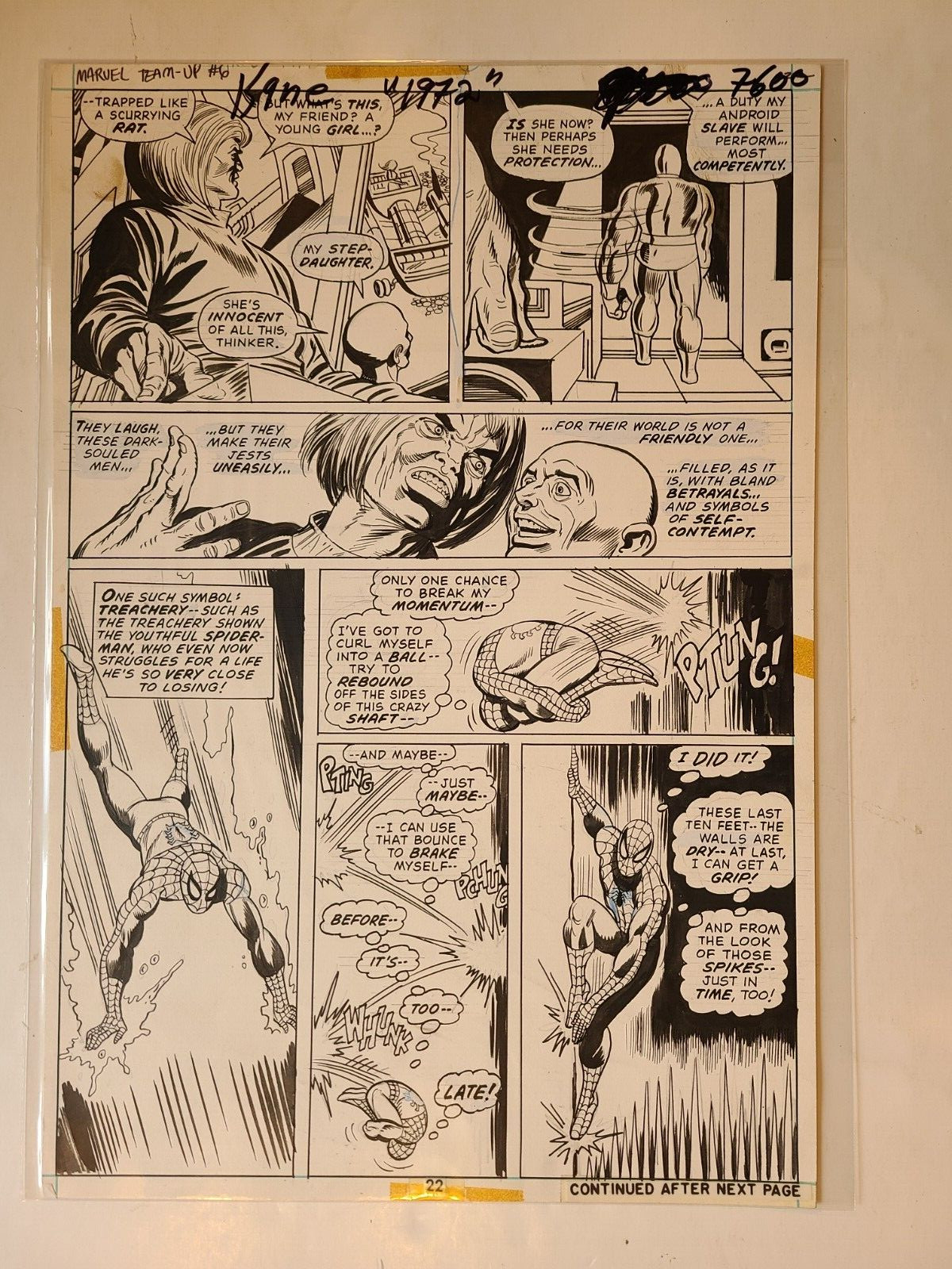 MARVEL TEAM-UP # 6 PAGE 22 GIL KANE 1972 MARVEL TEAM-UP # 6 PAGE 22 GIL KANE 1972