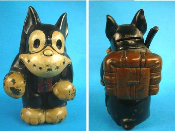 Vintage Norakuro Carrying Gun Piggy Bank Antimony 12cm Very Rare