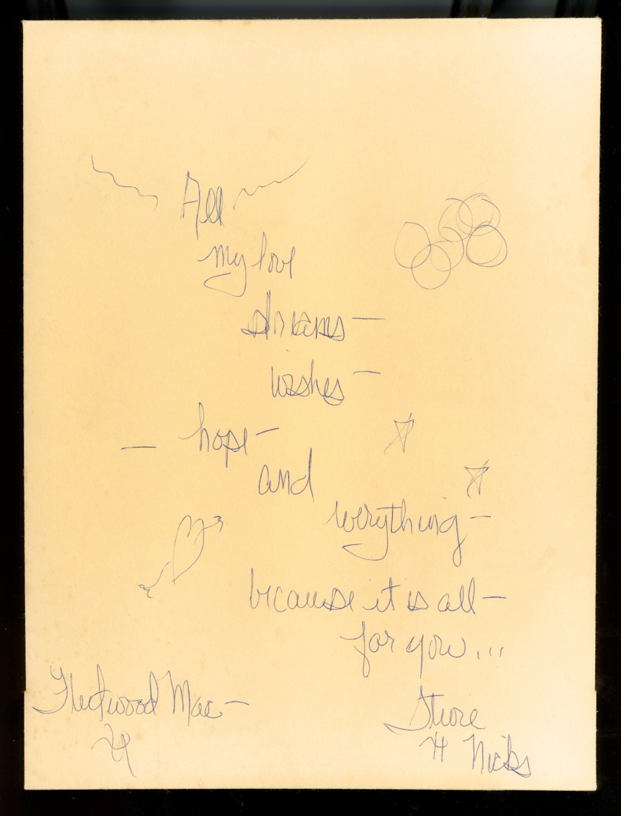 Stevie Nicks ~ Signed Autographed Envelope Beautiful Inscription ~ PSA DNA Stevie Nicks ~ Signed Autographed Envelope Beautiful Inscription ~ PSA DNA