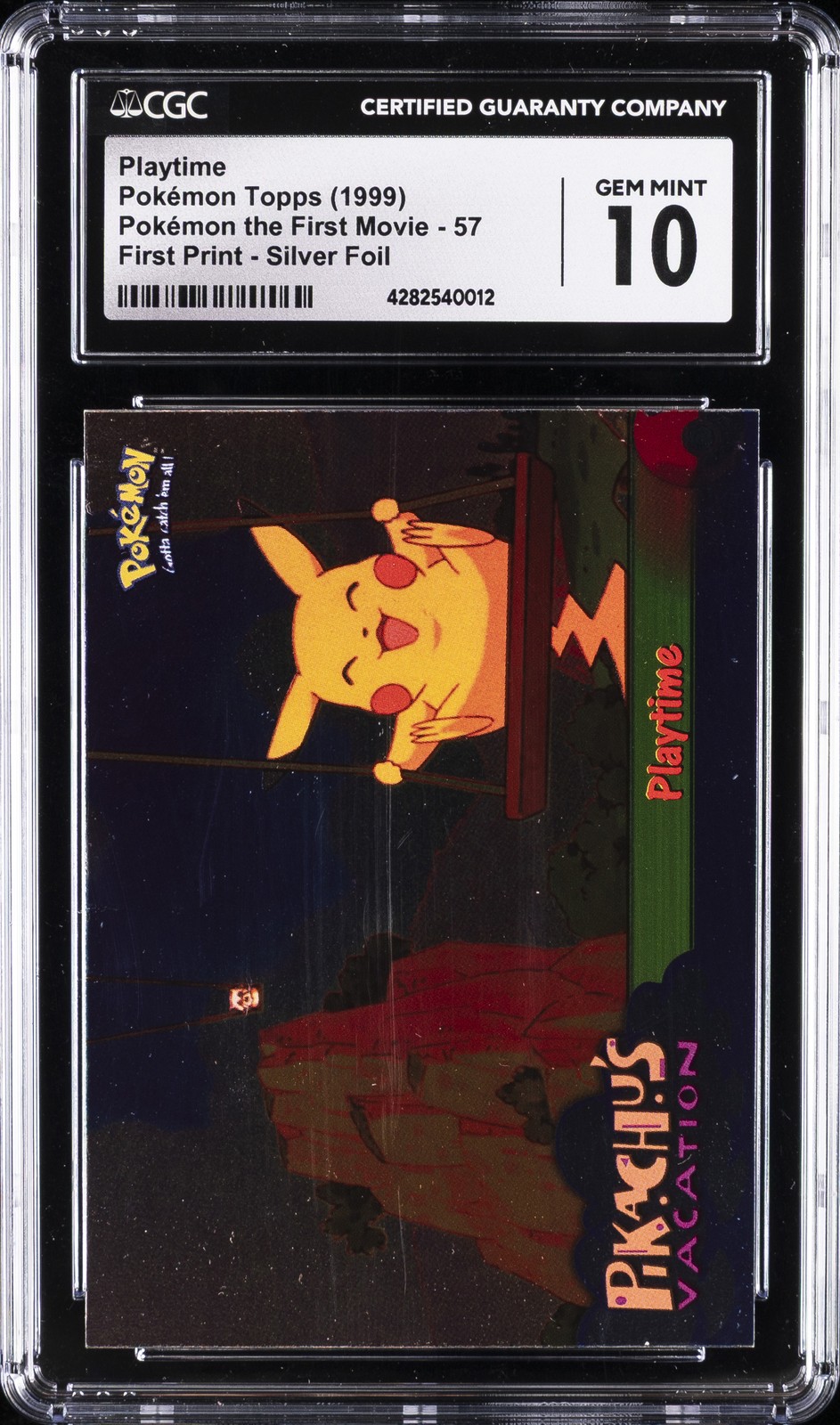 1999 POKÉMON TOPPS POKÉMON THE FIRST MOVIE #57 PLAYTIME CGC 10 GEM MINT