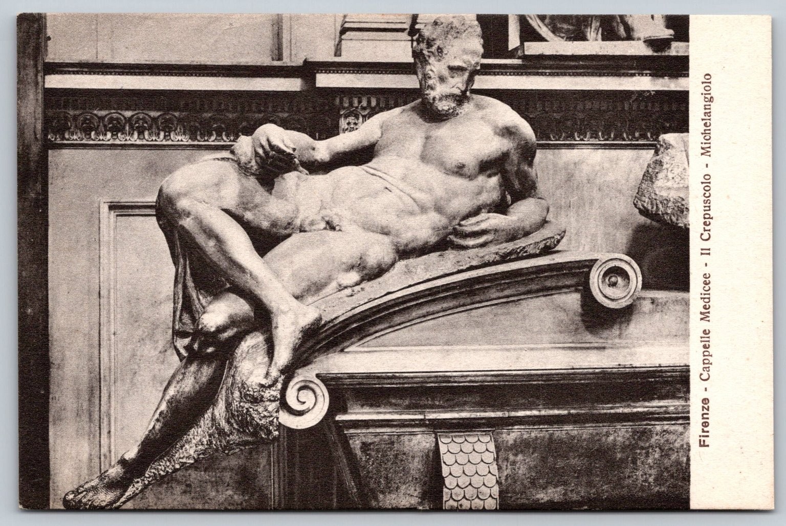 Florence Medici Chapel Michelangelo Il Crepuscolo Twilight Statue Postcard E47 Florence Medici Chapel Michelangelo Il Crepuscolo Twilight Statue Postcard E47