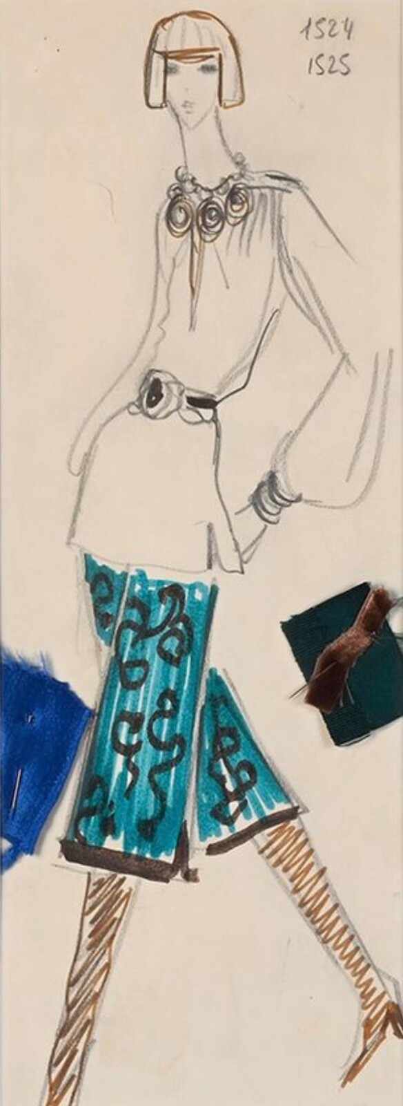 YVES SAINT LAURENT - Extraordinary original drawing for the Chinese collection. YVES SAINT LAURENT - Extraordinary original drawing for the Chinese collection.