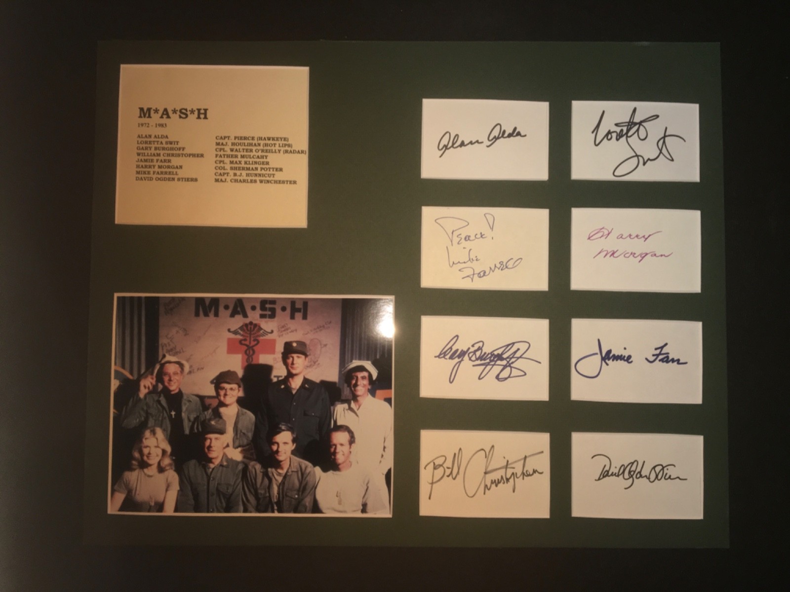 M*A*S*H signed complete MATTE DISPLAY all 8 RARE David Ogden Stiers 