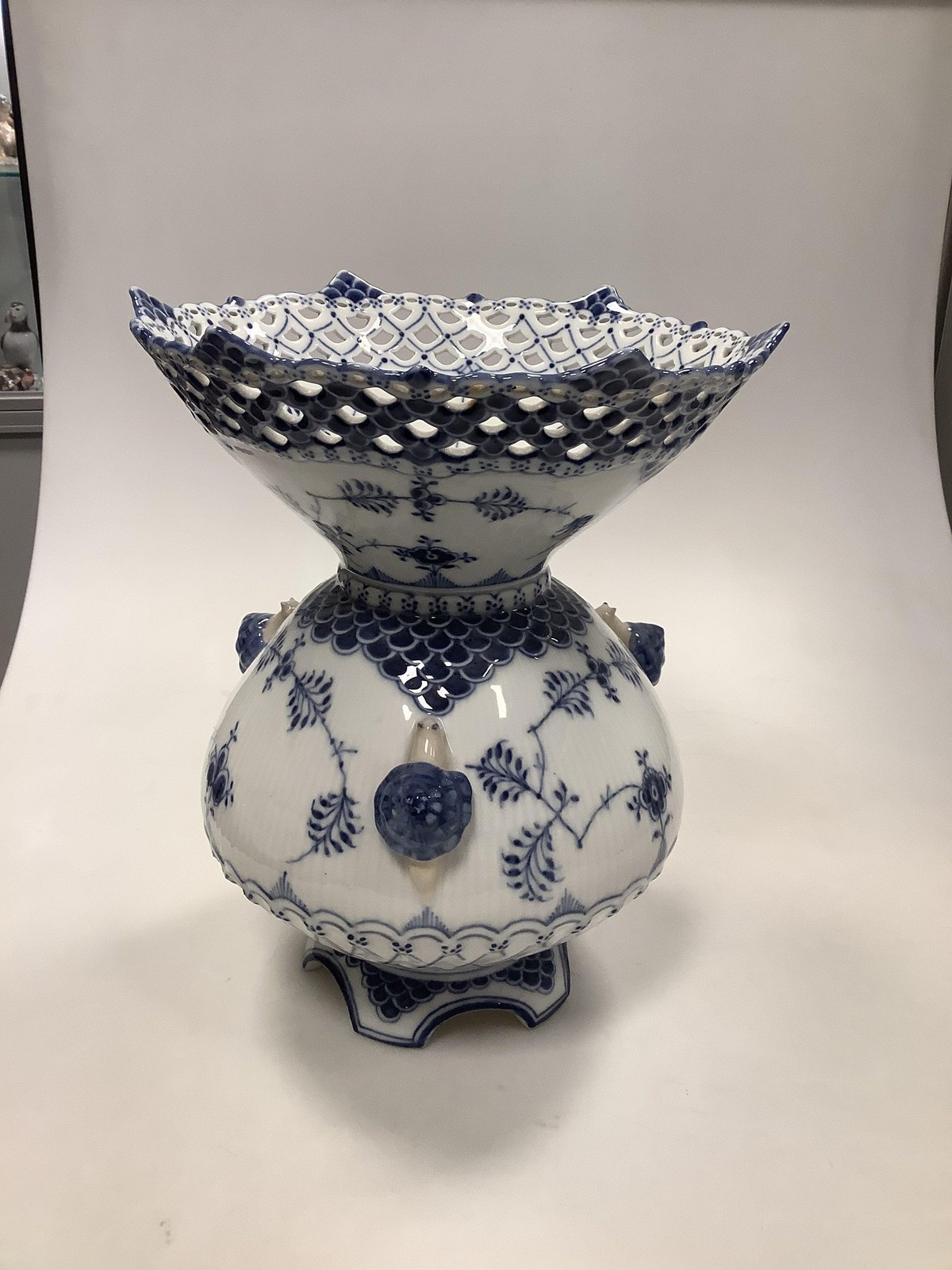 Royal Copenhagen Blue Fluted Full Lace Large Vase No 1123 Royal Copenhagen Blue Fluted Full Lace Large Vase No 1123