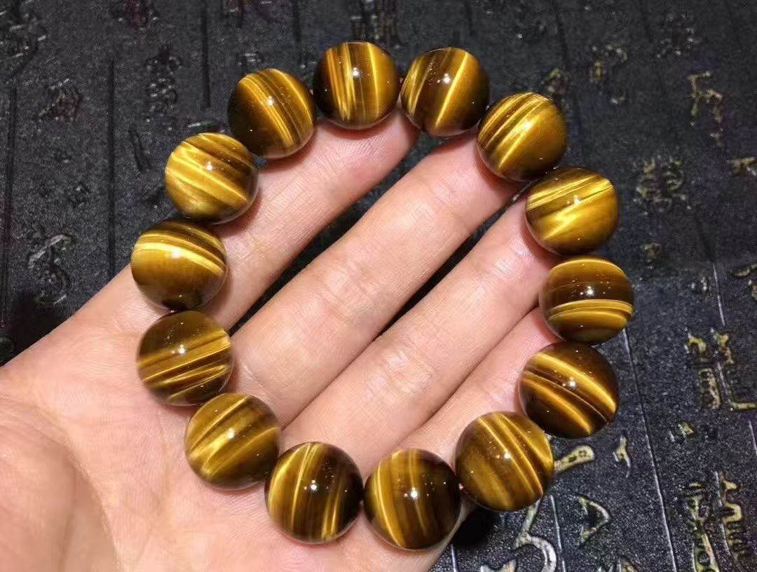 Natural South African Golden Tiger Eye Bracelet 16mm Clear Flash Cat Eye Layered Natural South African Golden Tiger Eye Bracelet 16mm Clear Flash Cat Eye Layered