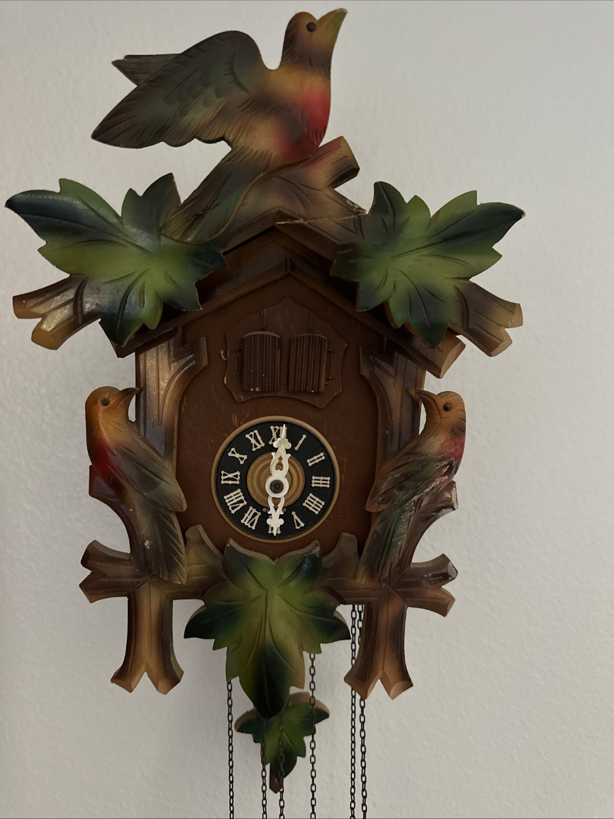 Vtg Tropic Black Forest Emil Schmeckenbecher COLORFUL Birds MUSICAL CUCKOO CLOCK