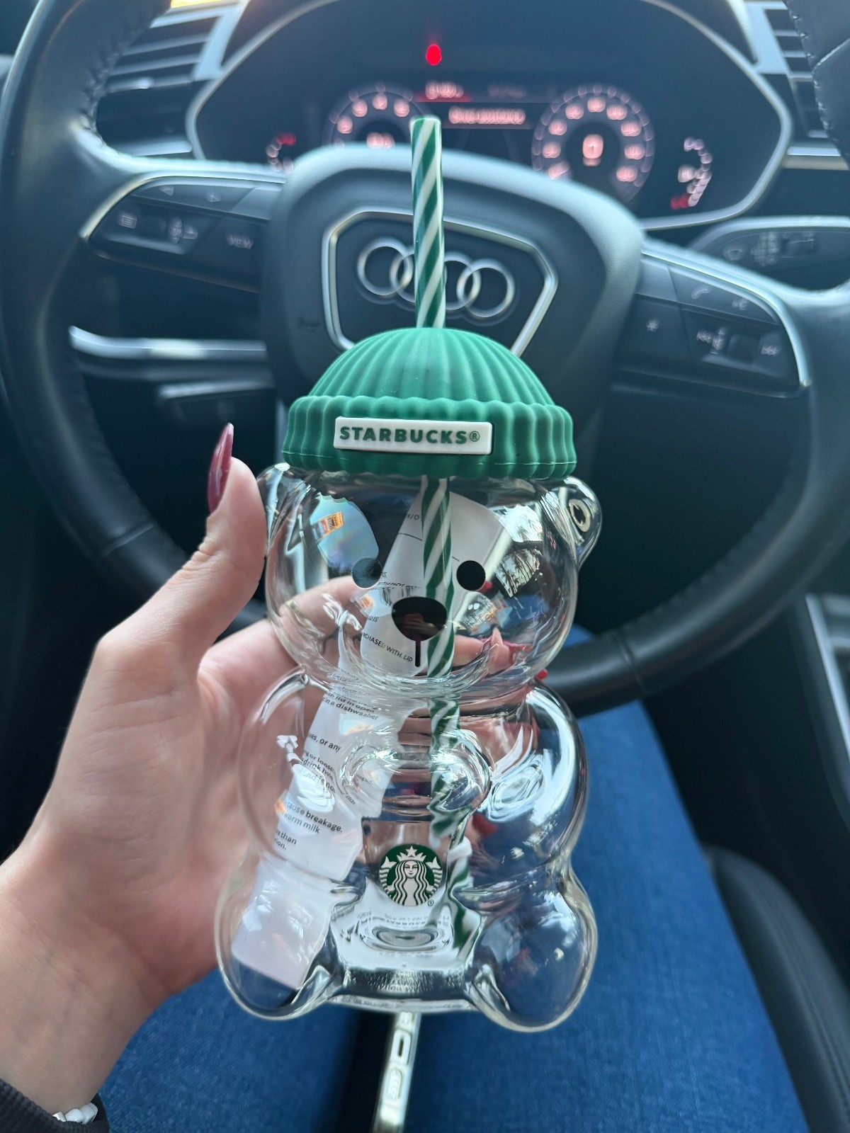 Rare Starbucks 2025 Glass Bearista Cup Limited Edition Holiday Bear Tumbler New