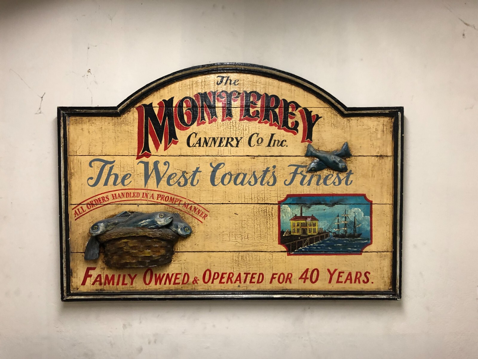 RARE Vintage Folk Art Sign Monterey Bay Cannery Company RARE Vintage Folk Art Sign Monterey Bay Cannery Company