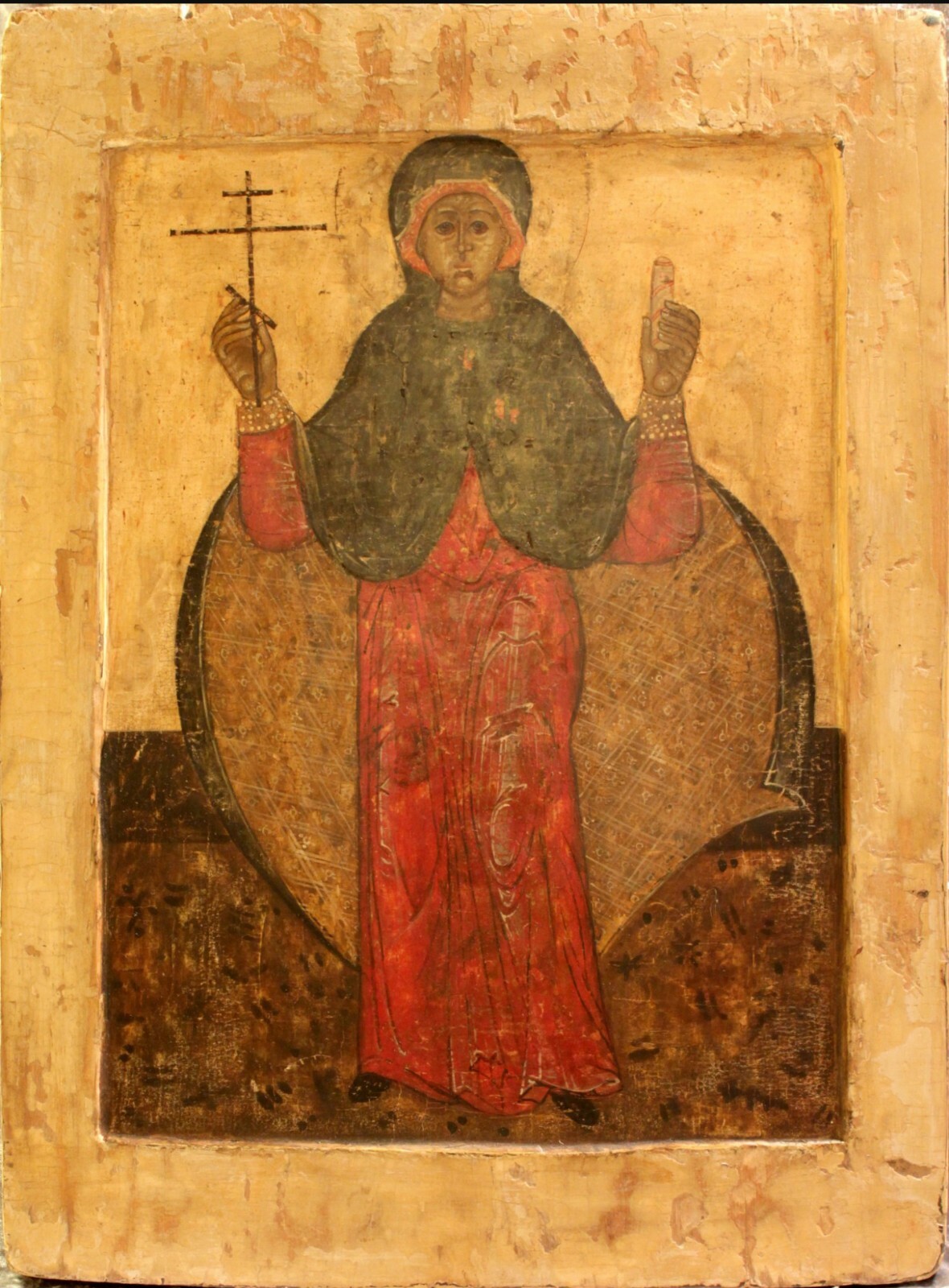 16-17c ANTIQUE HAND PAINTED RUSSIAN ICON OF PARASKEEVA KOVCHEG