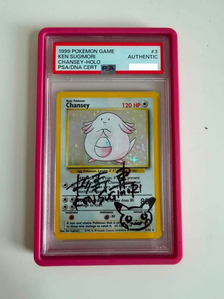 Ken Sugimori Signed Autograph 1999 Pokemon Base Chansey Holo -PSA Auto/Authentic
