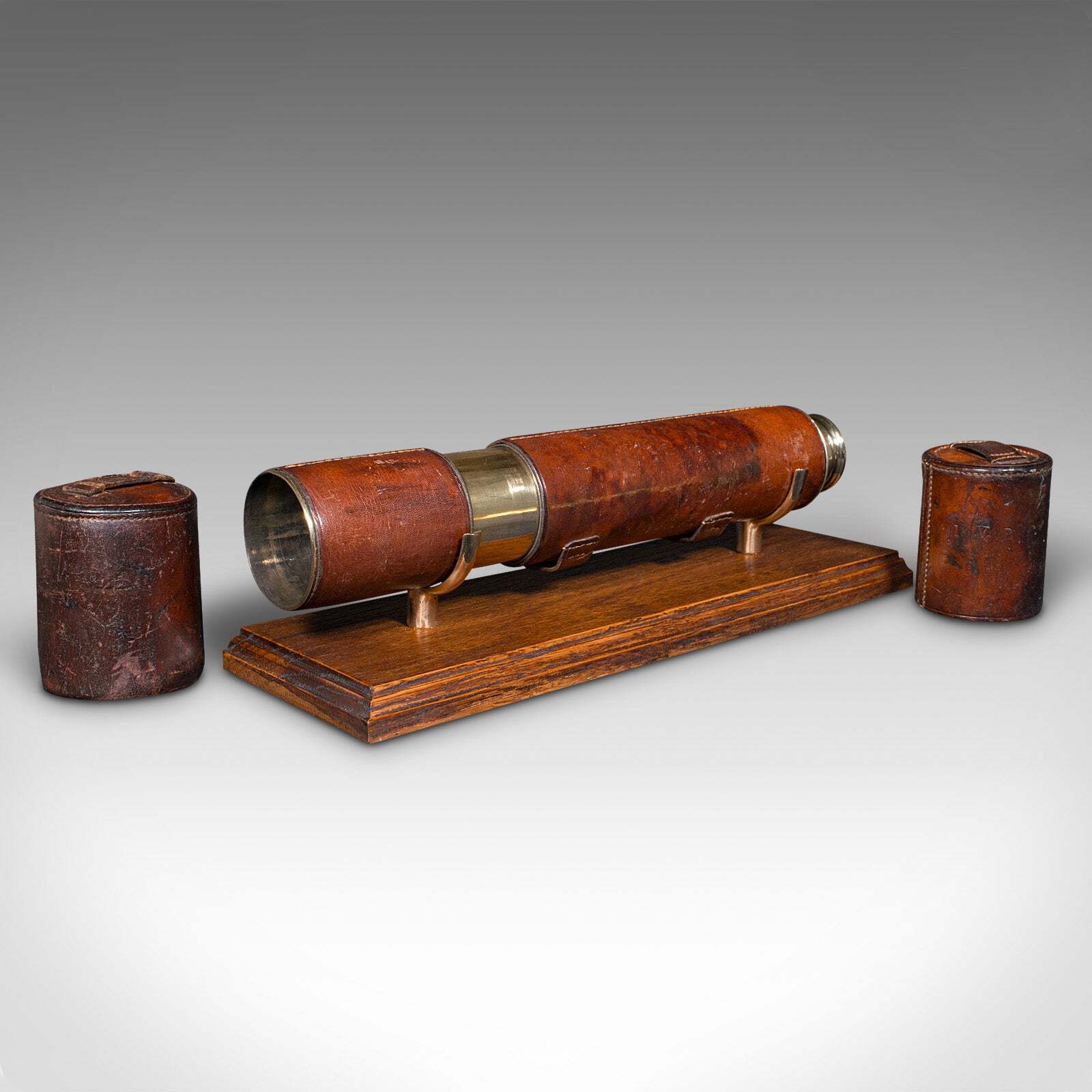 Antique 3 Draw Telescope, English Brass, Leather, Newton & Co, Victorian, C.1870 Antique 3 Draw Telescope, English Brass, Leather, Newton & Co, Victorian, C.1870