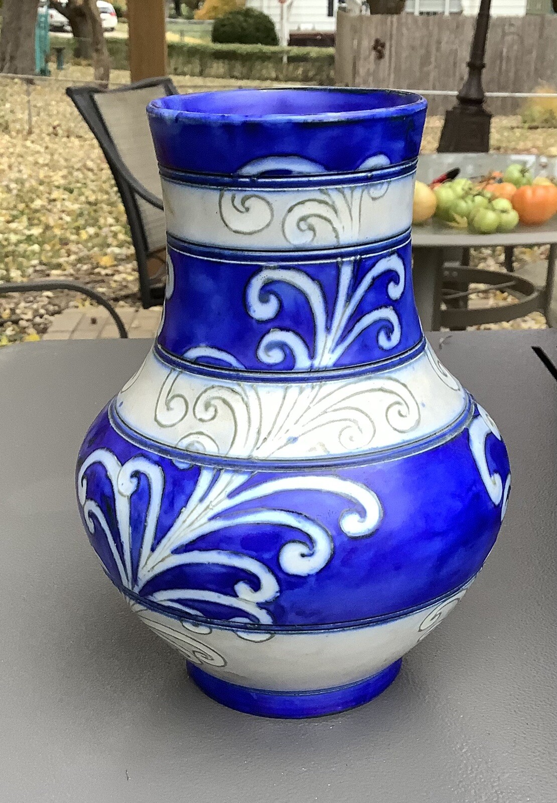 RARE 1930’S MOORCROFT SALT GLAZED BANDED FERN VASE RARE 1930’S MOORCROFT SALT GLAZED BANDED FERN VASE