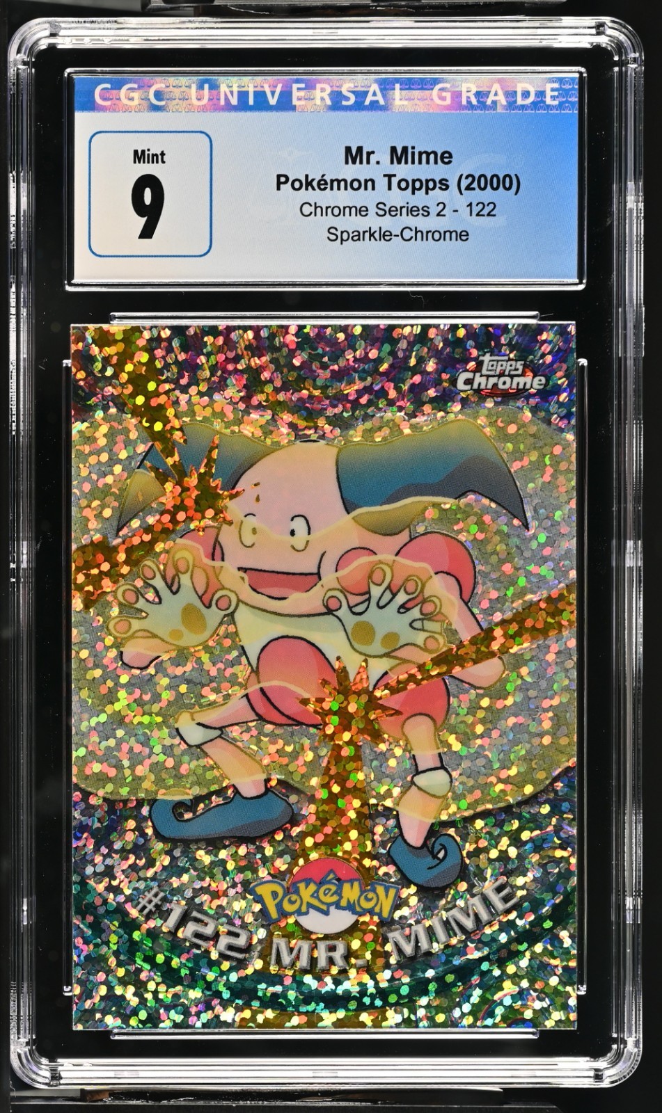 2000 Topps Chrome Sparkle Pokemon Mr Mime CGC 9 Mint #122 Low Pop Rare